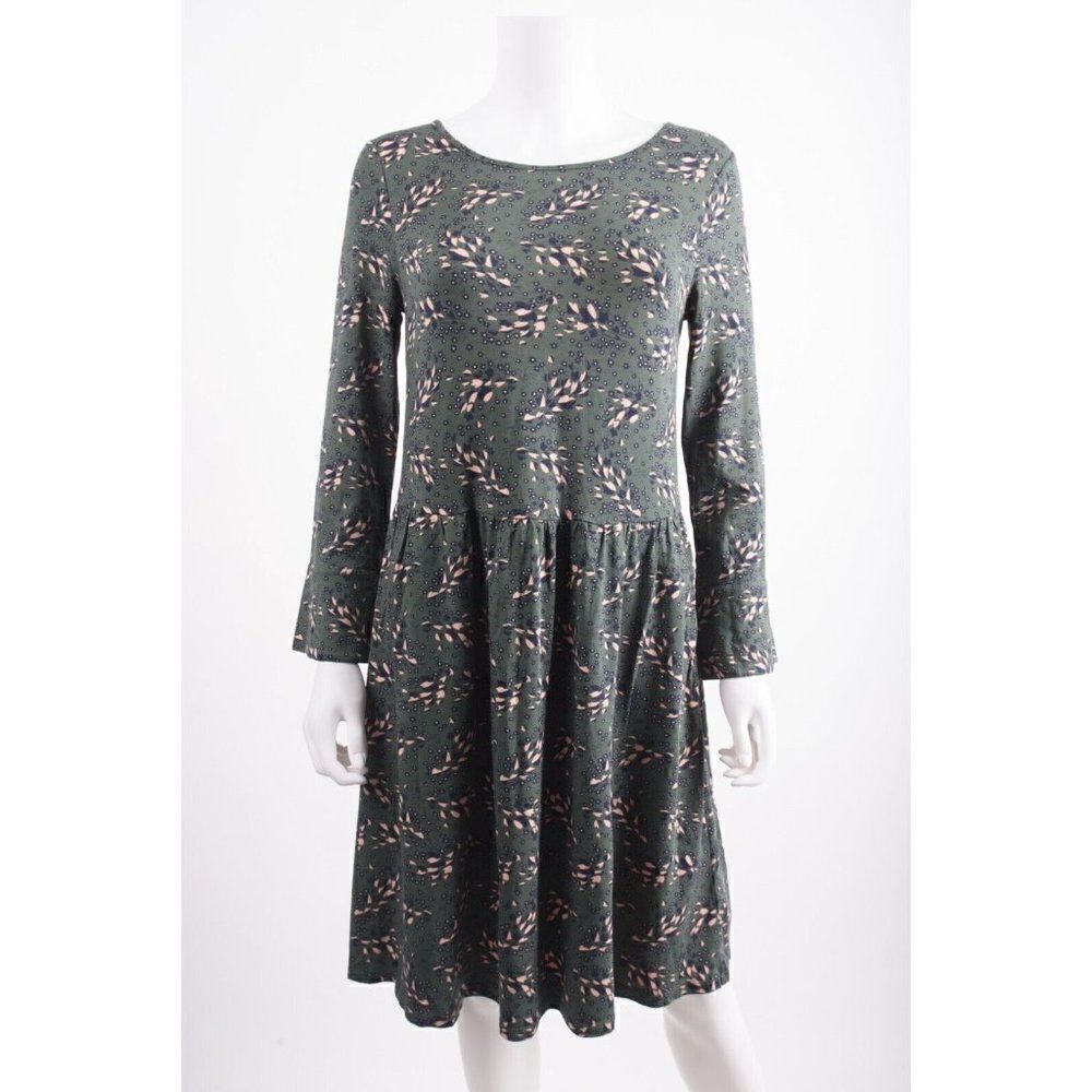 Boden Womens Posie Jersey Dress UK 10 US 6 Green Floral Knee Length J0271 NWT